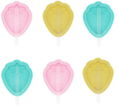 FANXIYA Eisformen Silikon 6er Classic Eisformen Stapelbar Eis am Stiel Formen Verschiedenfarbig Popsicle Formen Set BPA Frei Stieleisformen mit Deckel Eiscreme Formen (Erdbeere)