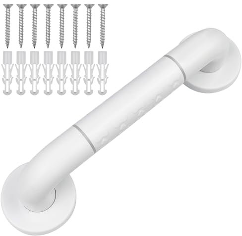 Baxcdyswe Barre D'Appui WC, 30 cm Barre de Maintien Douche, Poignée Douche Antidérapante, Salle de Bain Poignée Sécurité Blanche, Poignée de Toilette, Poignée de Salle Bain, Poignée Baignoire