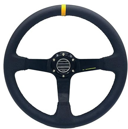 ZiYouao Sportlenkrad Autorennen-Lenkrad 14inch 350mm PVC Leder-Aluminiumrahmen-Sport-Lenkrad mit Horn-Taste Holzlenkrad