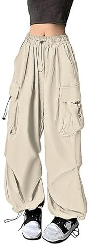 Women's Gothic Cargo Pants - High Waist Oversized Combat Trousers, Lightweight Casual Streetwear, Korean Style Goth Pants