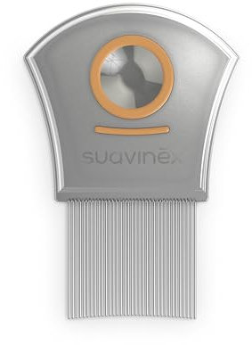 Suavinex, Lendrera Piojos y Liendres, Con Lupa, de Acero Inoxidable, Púas Dobles Microcanaladas para un Mejor Arrastre, Largas y Finas, Puntas Redondeadas, No Rompe el Cabello, +0 Meses