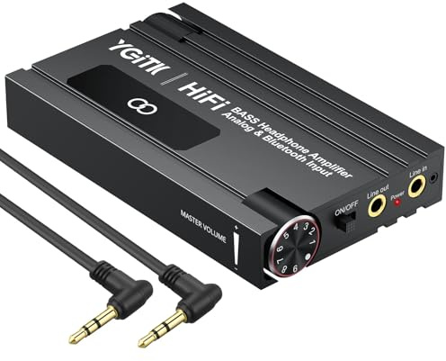 YGiTK Professional 16-600Ω Bluetooth Headphone Amplifier with Bass Boost, Portable HiFi Earphone Amplifiers, Gain Switch Bass Volume Adjust, Rechargeble Headphone Amp 3.5mm Jack