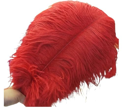 LUYSGBXR 50-55 cm 20-22 tum stora stolpfjädrar karneval naturliga färger för bröllop hantverk dekorationer fjäder, Röd, 100pcs