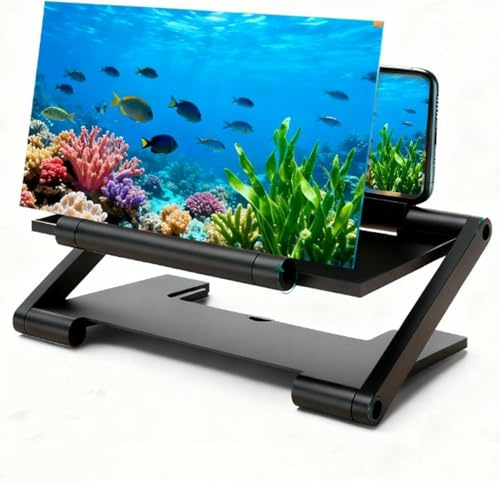 Mobile Phone Screen Magnifier, 2026 Upgrade Screen Magnifier for Cell Phone, Foldable 3D Phone Screen Amplifier for Movies, Videos & Gaming Compatible with All Phones