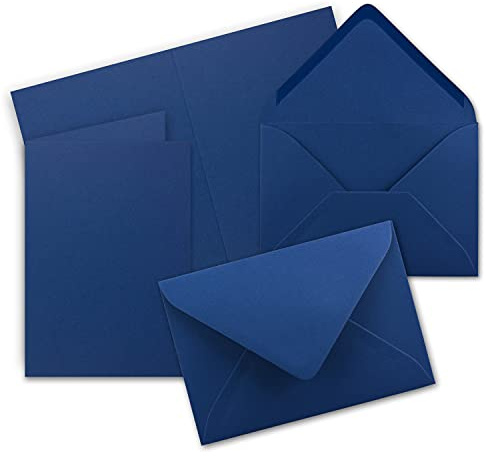 40x Faltkarten Set mit Briefumschlägen DIN A6 / C6 - Dunkelblau (Blau) - 14,8 x 10,5 cm (105 x 148) - Doppelkarten Set - Serie FarbenFroh
