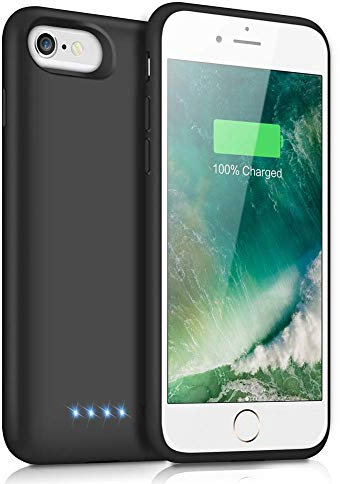 iPosible Akkuhülle für iPhone 7/6S/8/6, 【2022 Neueste】 6000mAh Zusatzakku Ladehülle Handyhülle Akku Battery Case Powerbank Hülle für iPhone 7/6S/8/6[4,7 Zoll] Tragbare Akku Hülle Akku Case