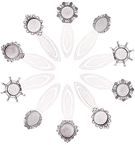 NBEADS 10 Sätze Lesezeichen Cabochons Anhänger Einstellung Mit Clear Domed Glass Cabochon Für DIY Machen