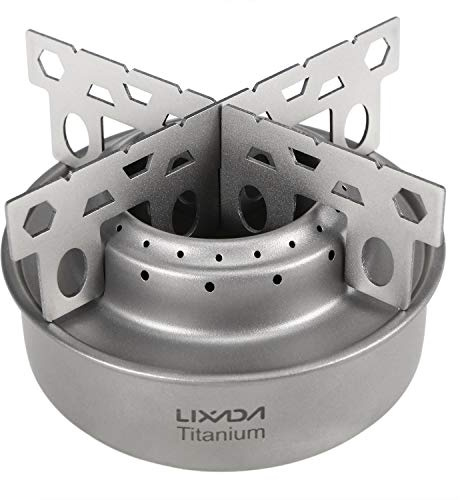 Lixada Camping en Plein Air Mini-Poêle à Alcool Réchaud à Alcool Camping Réchaud à Alcool Réchaud à Alcool en Titane en Titane Avec Support en Croix