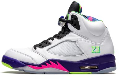 Jordan Scarpe Da Uomo Nike Air 5 Retro Alternate Bel-Air DB3335-100, bianco (Bianco/Viola Corte/Rosa Racer/Verde Fantasma), 43 EU