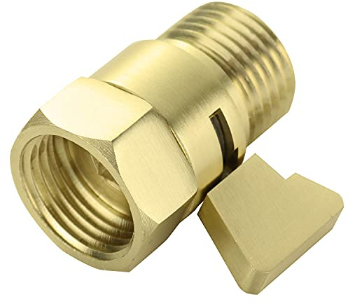 Water Flow Control Valve Brass Shut Off Valve,Brushed Brass Adjustable Water Volume Valve G1/2 Water Pressure Regulator for Hand Held Shower Head & Bidet Sprayer