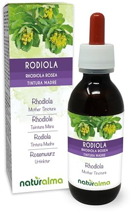 Rosenwurz (Rhodiola rosea oder Sedum roseum) Wurzeln Alkoholfreier Urtinktur Naturalma - Flüssig-Extrakt Tropfen 120 ml - Nahrungsergänzungsmittel - Veganer
