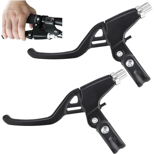 PERFETSELL 1 Pair Bicycle Brake Levers Hand Brakes Universal Cycling Brake Level Handles Handlebar Aluminum Alloy Brake Lever Brake Handle for MTB Mountain Bike Road Bicycle, Black, 22mm Diameter
