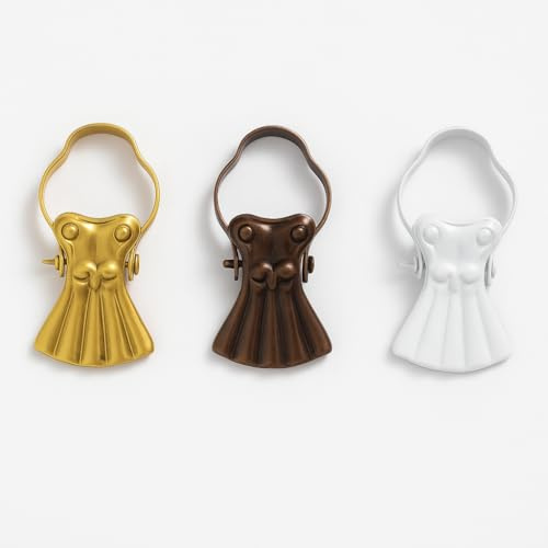 Pinza per Tende Modello Barocco – Mollette Decorative in Metallo, Fissaggio Facile Senza Fettuccia – Made in Italy, Alta Qualità (Bianco)