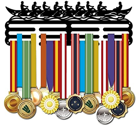 SUPERDANT Ruderboot Medaillenhalter Rudern Medaillen Aufbewahrung Ruder Medaillen Aufhänger Schwarzes Eisen Wandhaken Für Wettkampf Medaille Aufhängedekor Geschenke für Sportler Kinder