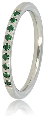 My Bendel - Feiner Stapelring Silber mit grünen Steinen- Stylischer Ringe für Damen mit Zirconia Steinen - Mehrere Farben und Größen - Stapeln Ringe - mit Luxuriösen Geschenkverpackung