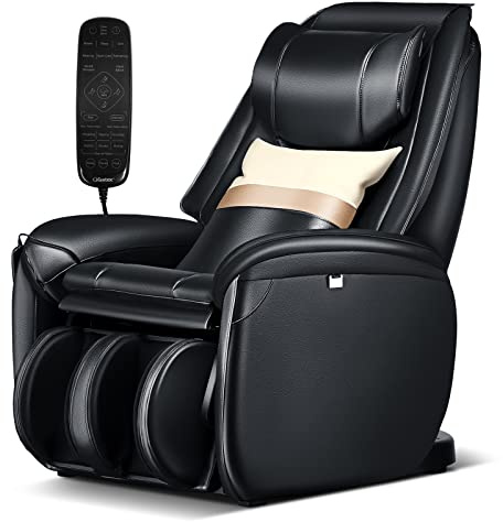 COSTWAY Massage Chair for Home, Electric Massagers Zero Gravity 3D SL Track Full Body Massage Recliner with Back Heater, Automatic Shoulder Detection, Airbag and Pillow, Relax Shiatsu Massager (Black)