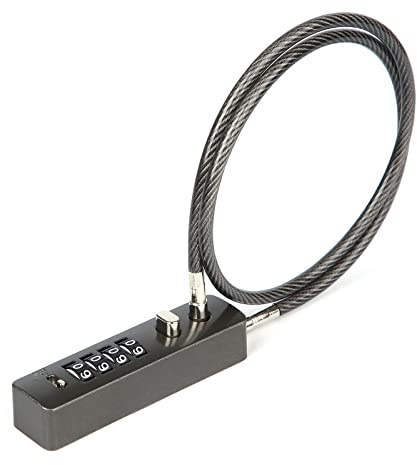 Candado Combinación con Cable, 60cm Candado de Cable de Acero Candado 4 Dígitos Candado de Combinación Reiniciable para Bicicletas Puertas Armarios Puertas de Frigoríficos (Gris Oscuro)