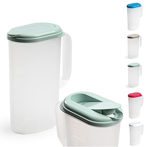 2L Plastic Jug, Juice Pitcher with Lid and Handle for Liquids