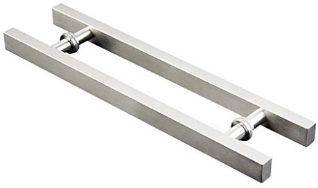 Push-Pull-Hochleistungs-Vierkantrohr aus gebürstetem Edelstahl, Holztür, Glastürgriff, Scheune, 6 Größen (1000 x 700 mm)