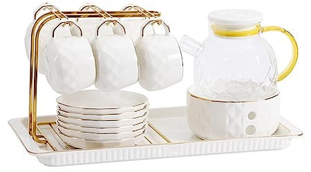 Jus Carafe d'eau Ensemble de théière à fruits chauffants Simple théière en verre anglais chauffe-thé après-midi tasse à thé tasse à café boîte-cadeau Thé Cruche