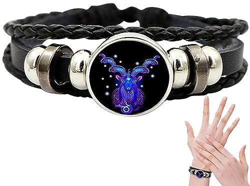 Holdes 12 bracelets signe du zodiaque | Bracelet corde signe du zodiaque | Bracelet en cuir unisexe pour adultes