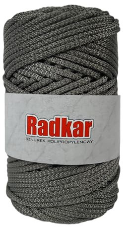 Radkar Polypropylenschnur 3 mm (100 m), Polypropylenkordel, Makrameeschnur, Taschengarn (Grau)