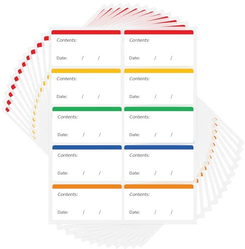 luckaide 240 Gefrieretiketten, Ablösbare Etiketten Klebeetiketten für Gefriergut, Farblich Gefrieretiketten zum Beschriften Leicht Abziehbare Etiketten Marmeladengläser Ohne Rückstände (60x30mm)