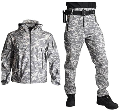 ZMIN Taktische Jacken Männer Soft Shell Wanderjacke Sets Armee Wasserdicht Camouflage Jagdbekleidung Militär Jacke + Hose ACU M