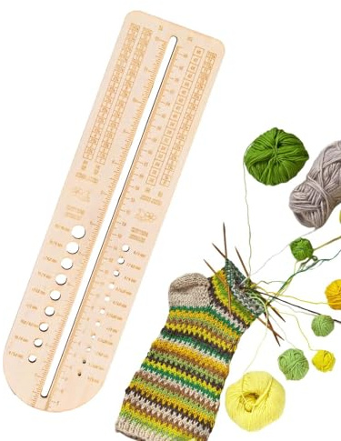 Besreey Stricknadel Lineal - Stricknadelmaß Holz - Stricknadel Messer - Knitting Needle Gauge - Sockenblocker | 32 X 8 X 0,5 Cm, Ruler, Stricknadelmaß Auf Holz, Nähen Werkzeuge