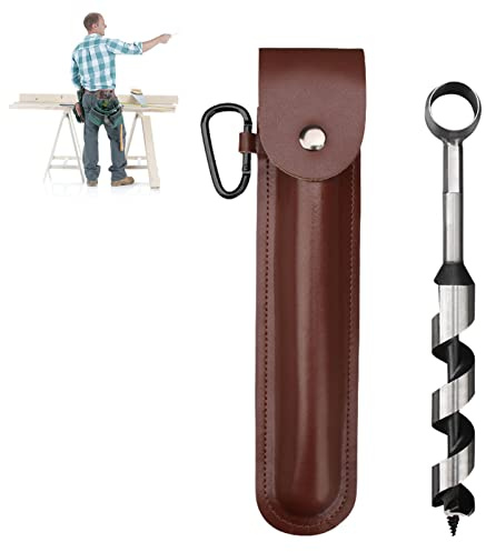 Meindin Equipo de supervivencia Bushcraft, llave de taladro manual, taladro manual de madera para exteriores, con funda protectora y gancho, taladro de madera para mochila de Bushcraft y herramienta