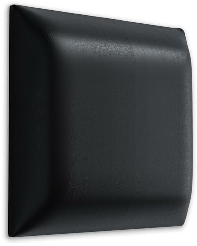 Muralo - Cuscino da parete in ecopelle per testiera letto imbottito per soggiorno, camera da letto (nero, 50 cm x 50 cm)