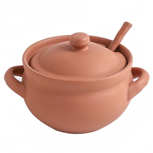 Dowbom Suppentöpfe mit Deckel, französische Zwiebelsuppentöpfe, ofenfest, mikrowellengeeignet, Suppenschüssel mit Löffel, Suppentasse (Orange, 400 ml)