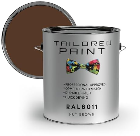 Tailored Paint uPVC Window & Door 1K Paint Brush or Spray On - Satin Finish - RAL8011, Nut Brown - 250ml Tin