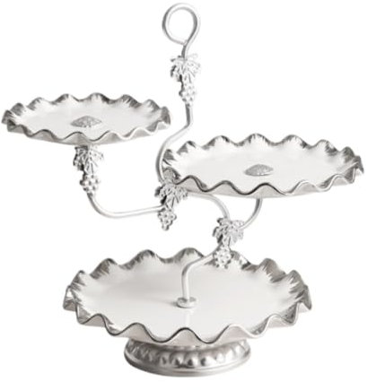 Fruit Bowl Fruit Dish Ceramic 3-Tiered Serving Bowls Tray Set 3 Tier Ceramic Fruit Bowl with Stand for Dessert Fruit Vegetables Fruit Basket for Kitchen Counter Fruit Holder (Color : A, Size : 3-Tie