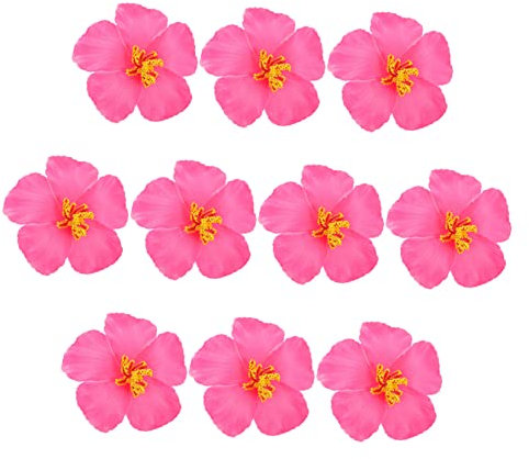 BIUDECO 10stücke Teiliges Künstliche Hibiskusblüten Hochwertige Dekoration Für Zuhause Und Partys Für -projekte Material Pflegeleicht Pinke Kunstblumen Für Hochzeiten Und Fotografie