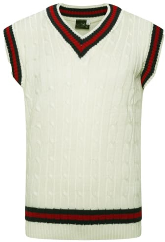 VEARZ® Adults Mens Sleeveless V Neck Cricket Jumper, Plain Cable Knitted Unisex Classic Business Office Casual Tank Top, Sports Sweater Tops Plus Size UK S-2XL