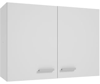 .Deftrans Armoire de cuisine suspendue - Blanc - 80 x 60 x 30 cm - Avec deux portes - Meuble de cuisine - Meuble de salle de bain