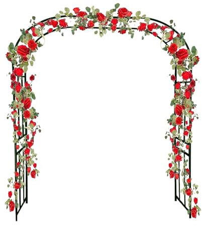 Arceau à Rosiers Robuste Arche de Jardin Solide Tonnelle de Jardin Support pour Plantes en Metal pour Plantes Grimpante Extérieur Patio Pelouse Mariage(Vert,L2.80xW0.45xH2.40m)
