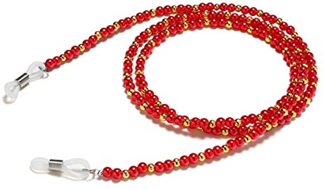 Yardenfun 4stücke Handgemachte Perlen Brillenketten Mit Halterung Rot Weiß Für Sicheren Und Stilvolle Eyewear-dekoration