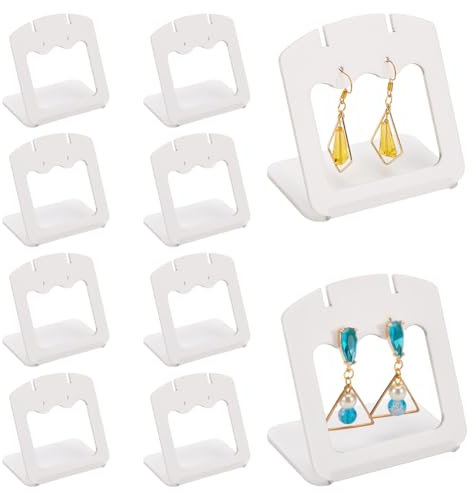 PH PandaHall L-förmiger Ohrring-Halter, Weiß Ohrring Display Ständer Acryl Ohr Organizer baumelnd für Ohrring-Halskette-Schmuck-Shows Einzelhandel Fotografie Requisiten, 7.5x8.6x7.2cm