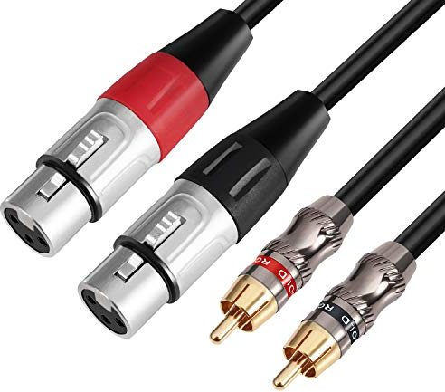 Devinal Dual XLR to RCA Stereo Cable - Heavy Duty Dual XLR Female to RCA/Phono Audio HiFi Cord, 3.3 FT