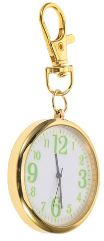 Taschenuhr mit Schlüsselanhänger, Goldene Zinklegierung, Vintage Stil | Glasfront, Einfache Form, Tragbar, für Krankenhausarbeit, Herren und Pflegekräfte