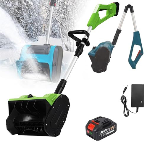 Spazzaneve Senza Fili, Pala da Neve elettrica, Larghezza 33 cm, profondità 20 cm, Distanza di Lancio 8 m, spazzaneve Elettrico telescopico ergonomico con Motore Potente e Batteria di Grande
