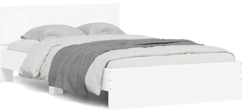 vidaXL Bettgestell mit Kopfteil LED-Beleuchtung Weiß 120x200 cm