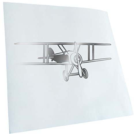 Kiwistar - Autoaufkleber - Chrom - 20x8cm Doppeldecker Flugzeug Aufkleber für Auto, Laptop, Fahrrad, LKW, Motorrad mehrfarbig JDM Decal Racing