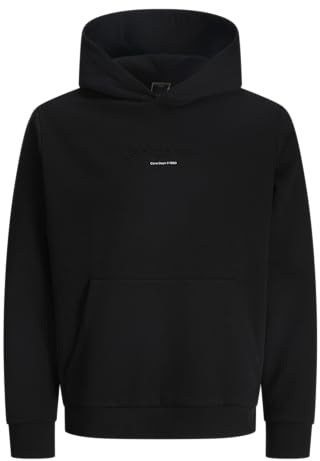 JACK & JONES Sweat Hood Jcoflare Embos-Felpa con Cappuccio, Nero, M Uomo
