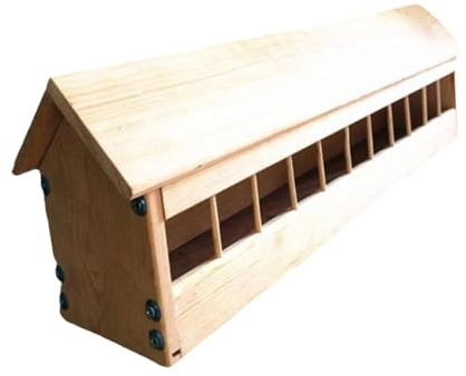 Gralara Futtertrog für Tauben, Holzspender für Vögel, Fütterungsschale für Geflügel, 80x11x7cm
