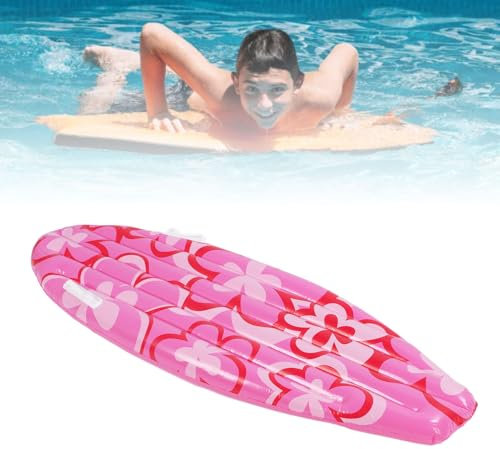 Brrnoo Aufblasbares Surfbrett PVC-Material, Pool- und Schwimmbrett mit Blumenmuster Rosa, Robustes Material, ideal für Wasserbecken, Sommer Dekoration zum Outdoor-Sommer-Genuss