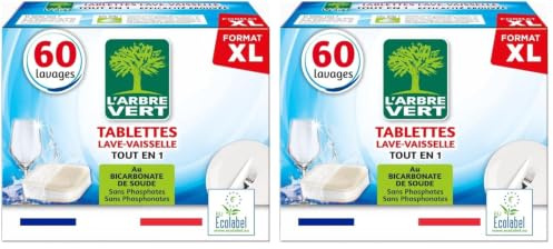 L'arbre vert Tablettes Lave-Vaisselle Hydrosolubles, 60 doses (lot de 2)