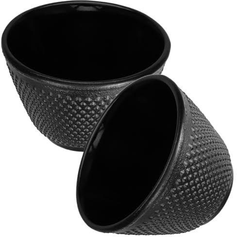Alipis Lot De 2 Tasses à Thé En Fonte Japonaise 120 Ml, Mug à Thé Kung Fu Robuste, Résistance Thermique Élevée, Pour Maison Et Bureau